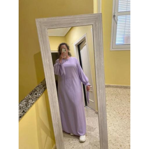 ABAYA LILA SEDA MEDINA CON PUÑOS PARA HACER NUDO UNITALLA [3]
