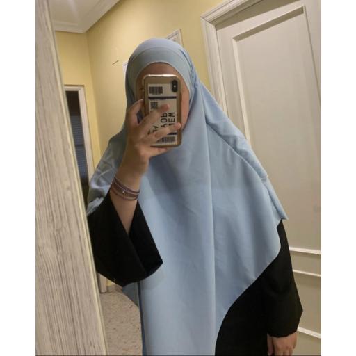 KHIMAR LARGO DOBLE VELO EN JAZZ- AZUL CELESTE [1]