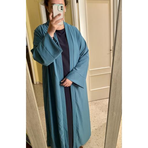 KIMONO ISLÁMICO LARGO AZUL TURQUESA OSCURO SEDA MEDINA UNITALLA [3]