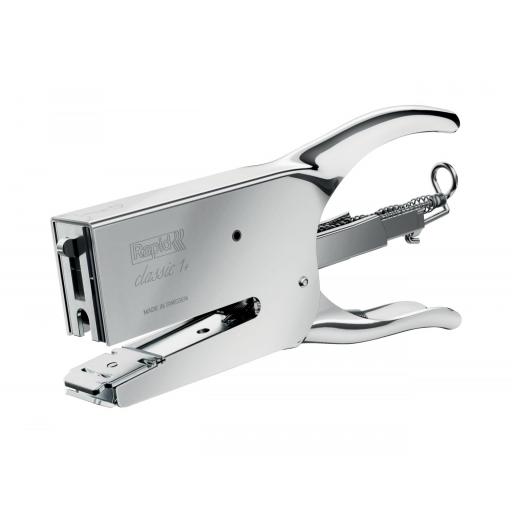 GRAPADORA RAPID Tenaza Classic K1+ Para Grapas Nº 24, Capacidad 50 Hojas, Yunque Ajustable Para Grapado Y Clavado, Carga Posterior, Color Cromado