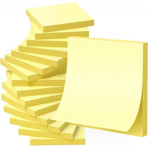 Agoer Notas adhesivas, 24 piezas Notas adhesivas de Amarillo Clásico, 76 x 76 mm, 100 Hojas por Bloc