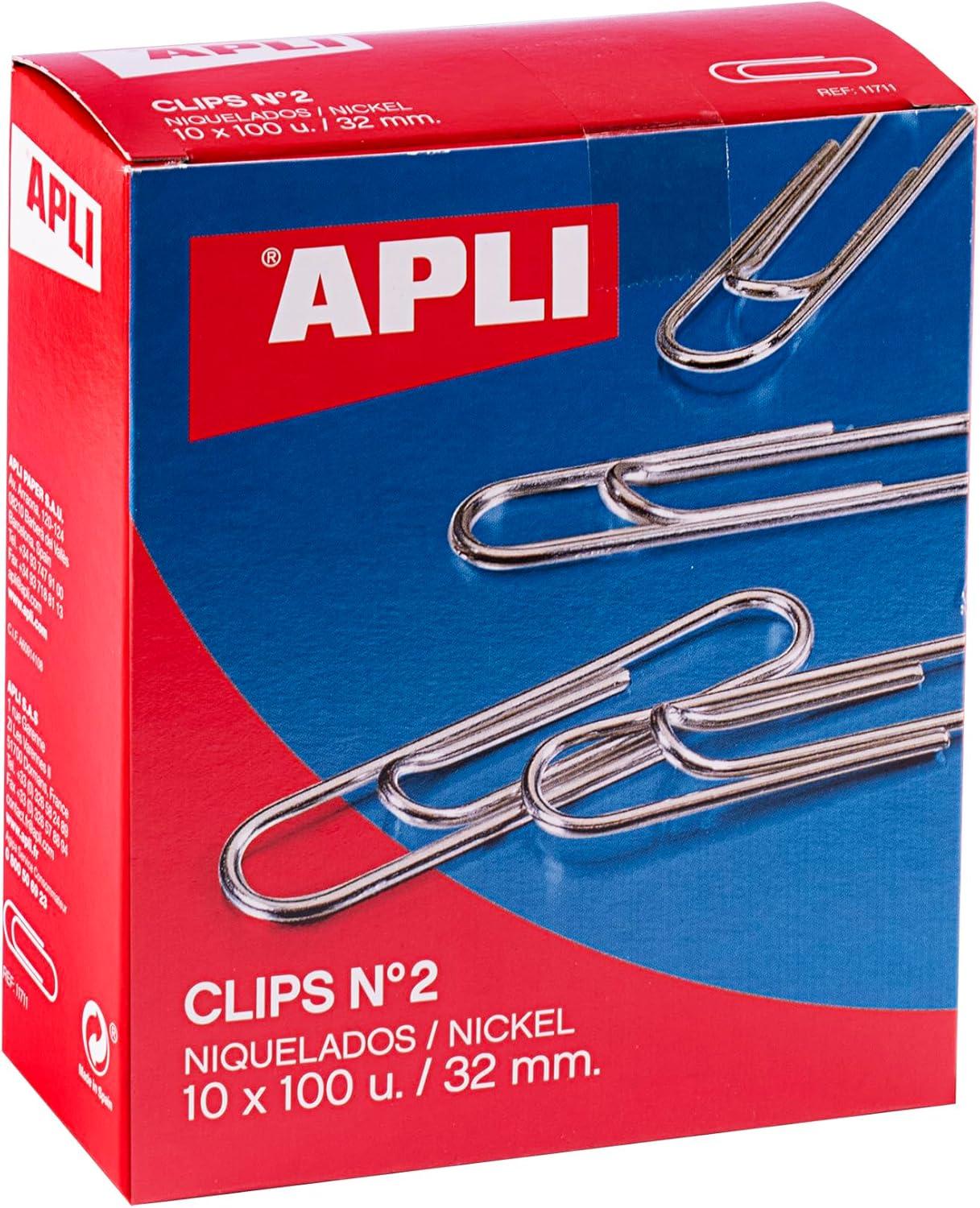 APLI 19659 - pack de clips galvanizados nº2 32 mm - 1000 unidades.