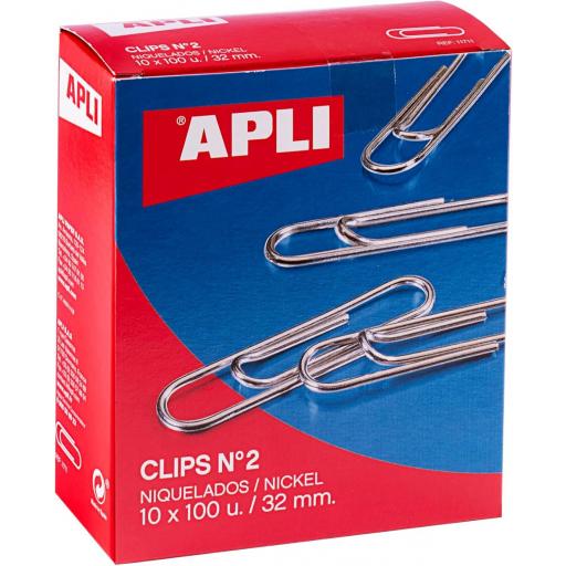 APLI 19659 - pack de clips galvanizados nº2 32 mm - 1000 unidades.