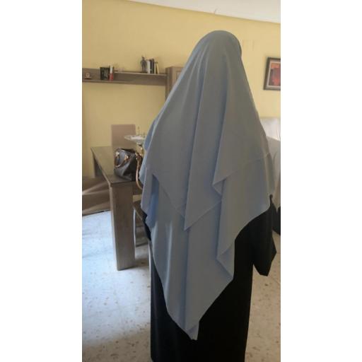 KHIMAR LARGO DOBLE VELO EN JAZZ- AZUL CELESTE [5]