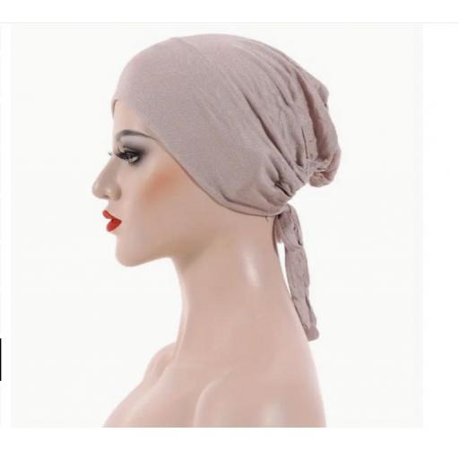 GORRO HIJAB AJUSTABLE CON CUERDA MARRÓN CLARO [2]