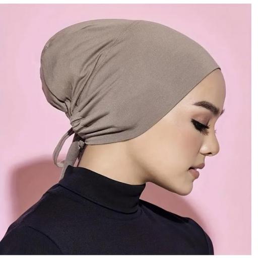 GORRO HIJAB AJUSTABLE CON CUERDA MARRÓN CLARO [1]