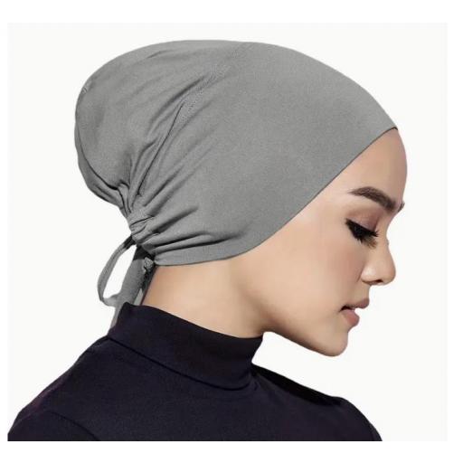 GORRO HIJAB AJUSTABLE CON CUERDA GRIS CLARO [3]