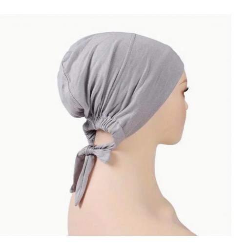 GORRO HIJAB AJUSTABLE CON CUERDA GRIS CLARO [2]