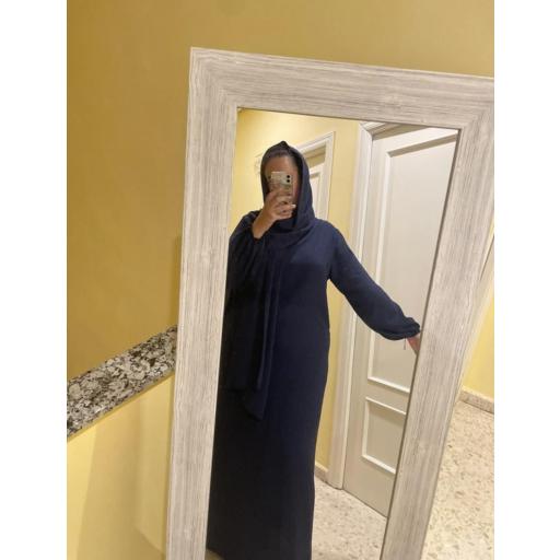 ABAYA CON HIJAB INTEGRADO TELA JAZZ AZUL MARINO UNITALLA [4]