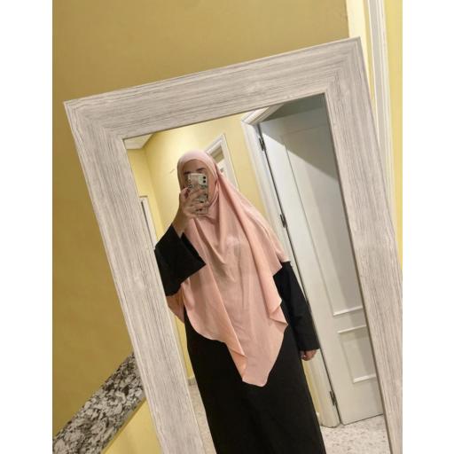KHIMAR LARGO EN TELA JAZZ ROSA CLARO
