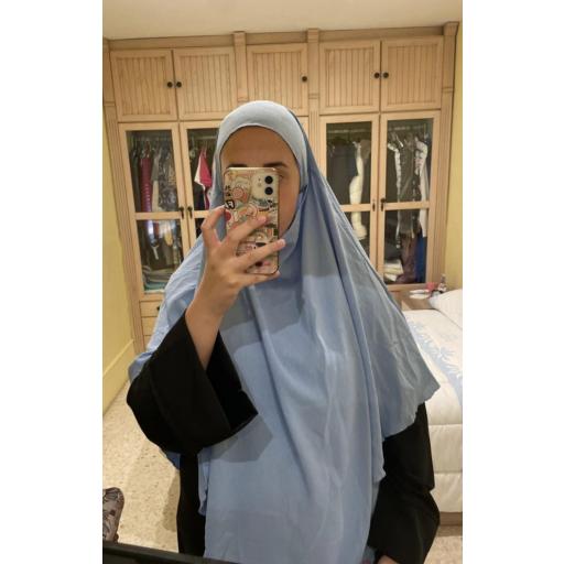 KHIMAR LARGO EN TELA JAZZ AZUL CELESTE  [3]