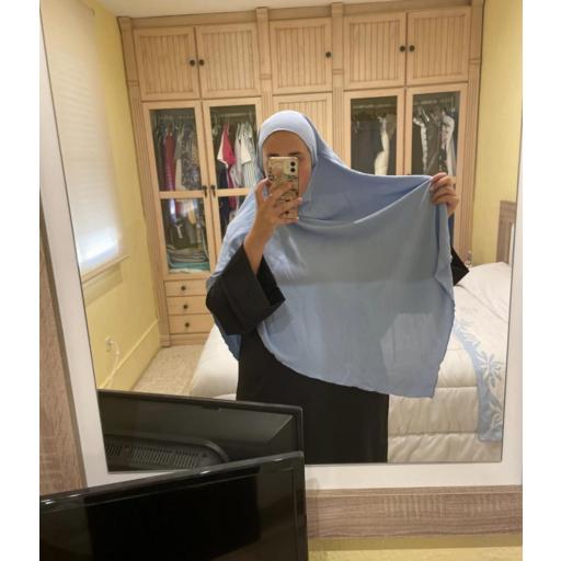 KHIMAR LARGO EN TELA JAZZ AZUL CELESTE  [5]