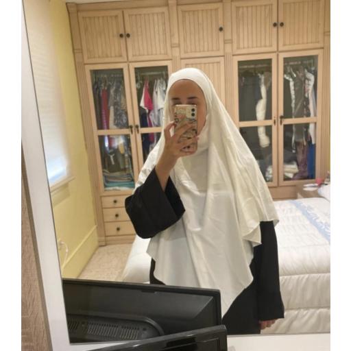 KHIMAR LARGO EN TELA SEDA MEDINA BLANCO [5]