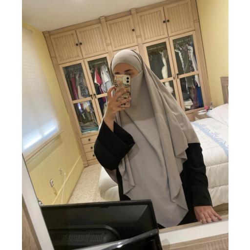 KHIMAR LARGO EN TELA SEDA MEDINA GRIS [5]