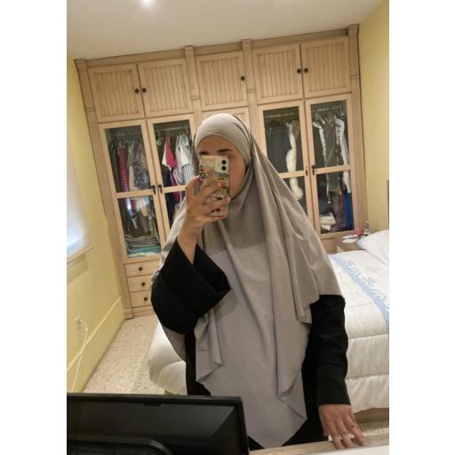 KHIMAR LARGO EN TELA SEDA MEDINA GRIS [6]