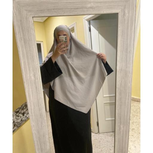 KHIMAR LARGO EN TELA SEDA MEDINA GRIS [7]