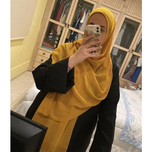 HIJAB MUSELINA PLISADA AMARILLO MOSTAZA 190x85 cm [2]