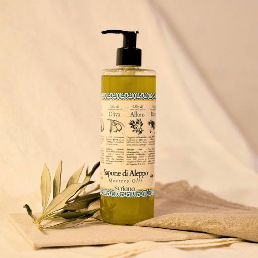 JABÓN NATURAL LÍQUIDO DE ALEPO A BASE DE ACEITES 400 ML 
