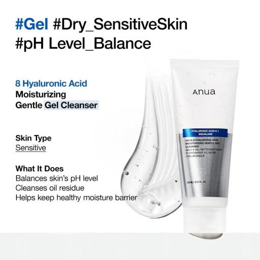 ANUA 8 HYALURONIC ACID MOISTURIZING GENTLE GEL CLEANSER 150 ML [3]