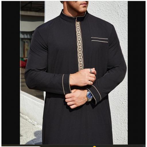 THOBE NEGRO CON DISEÑOS DORADOS (TALLA ELEGIBLE) [1]