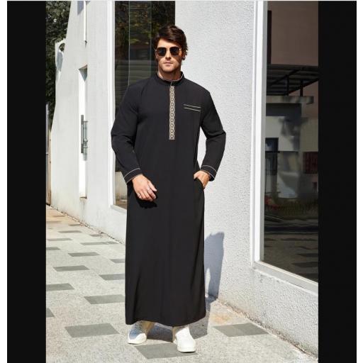 THOBE NEGRO CON DISEÑOS DORADOS (TALLA ELEGIBLE) [3]