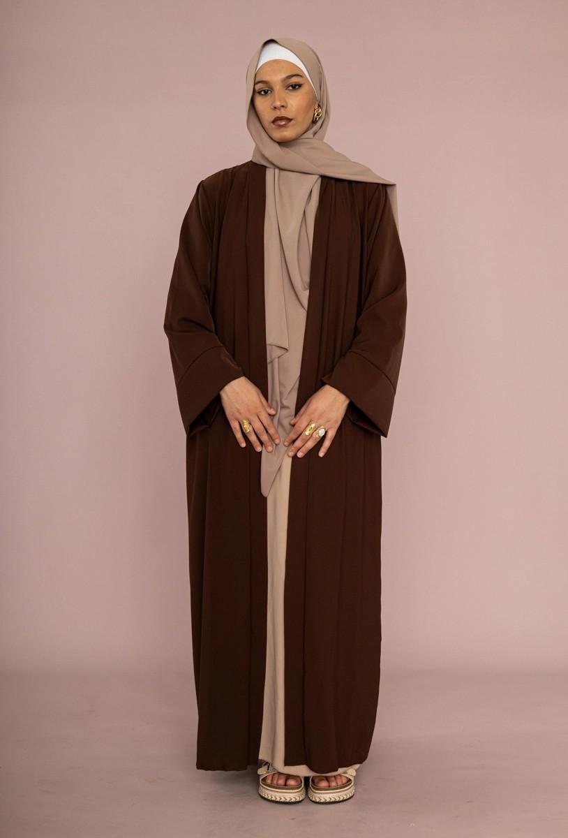 KIMONO LARGO SEDA MEDINA MARRON OSCURO UNITALLA