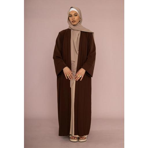 KIMONO LARGO SEDA MEDINA MARRON OSCURO UNITALLA