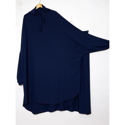 CONJUNTO DE JILBAB CON FALDA DE SEDA DE MEDINA AZUL MARINO  [1]