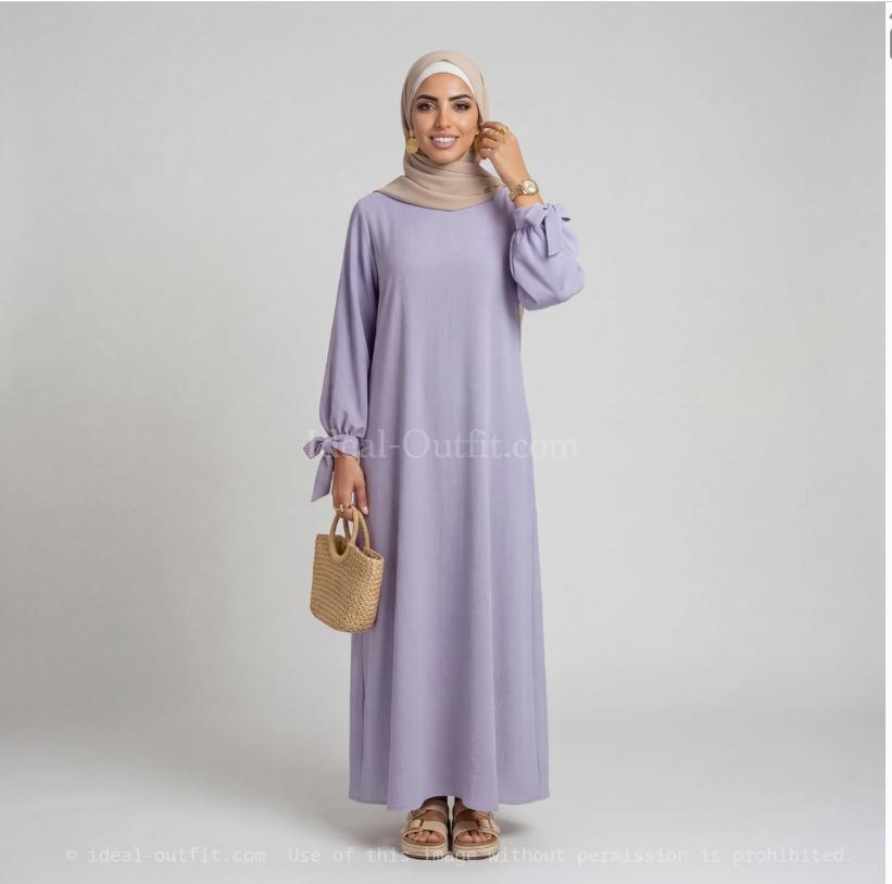 ABAYA LILA SEDA MEDINA CON PUÑOS PARA HACER NUDO UNITALLA