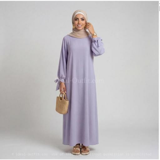 ABAYA LILA SEDA MEDINA CON PUÑOS PARA HACER NUDO UNITALLA