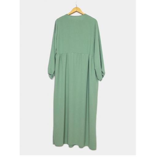 ABAYA LARGA Y ANCHA DE TELA JAZZ CON VOLANTE AZUL AGUA UNITALLA [1]