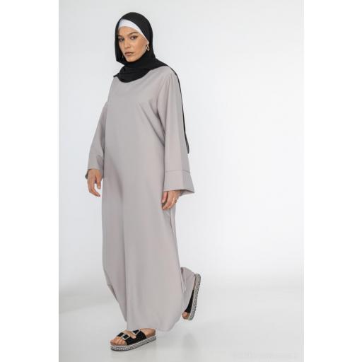 ABAYA SEDA MEDINA GRIS CLARO UNITALLA