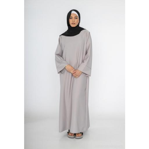 ABAYA SEDA MEDINA GRIS CLARO UNITALLA [3]