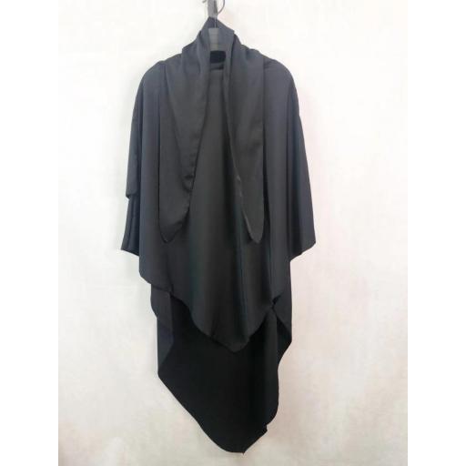 KHIMAR LARGO DOBLE VELO EN JAZZ- NEGRO [1]