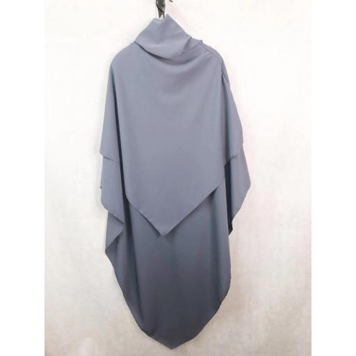 KHIMAR LARGO DOBLE VELO EN JAZZ- GRIS OSCURO [2]