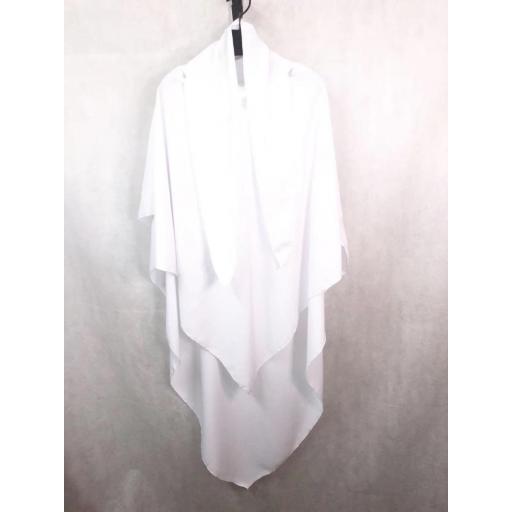 KHIMAR LARGO DOBLE VELO EN JAZZ- BLANCO