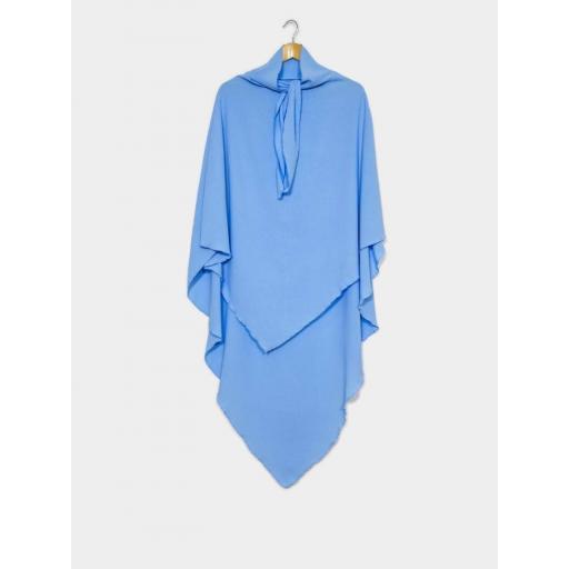 KHIMAR LARGO EN TELA JAZZ AZUL CELESTE 