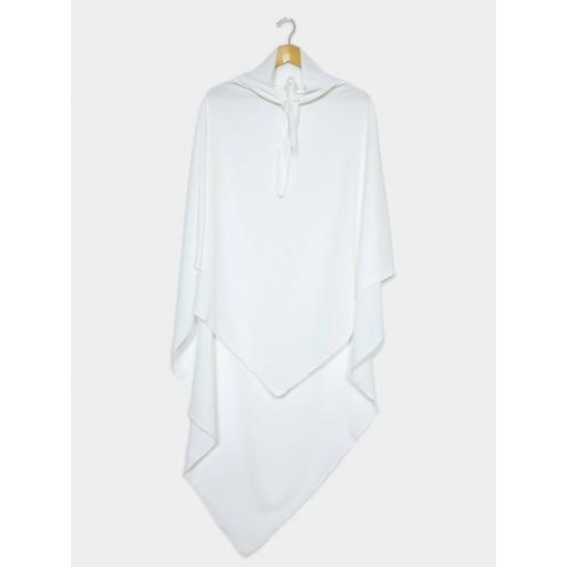 KHIMAR LARGO EN TELA SEDA MEDINA BLANCO