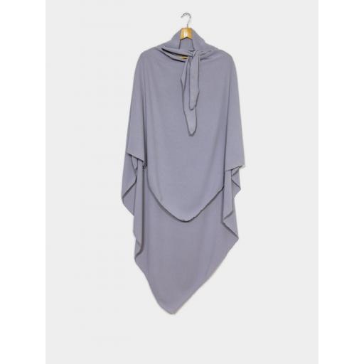 KHIMAR LARGO EN TELA SEDA MEDINA GRIS