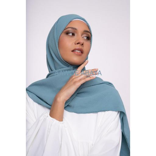 HIJAB MUSELINA PLISADA AZUL TURQUESA 190x85 cm