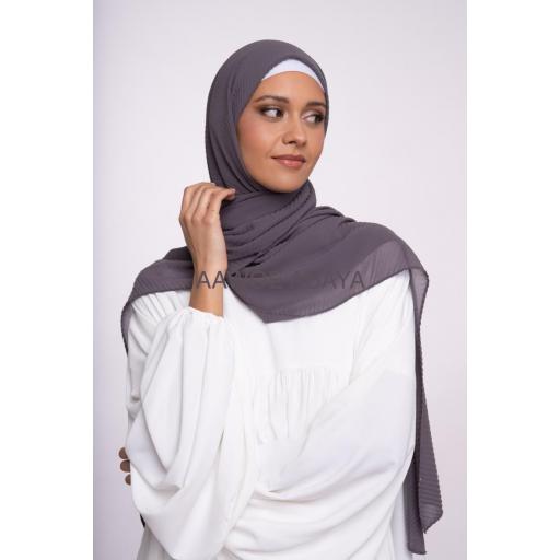 HIJAB MUSELINA PLISADA GRIS OSCURO 190x85 cm