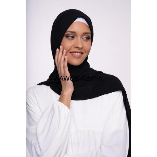 HIJAB MUSELINA PLISADA NEGRO 190x85 cm