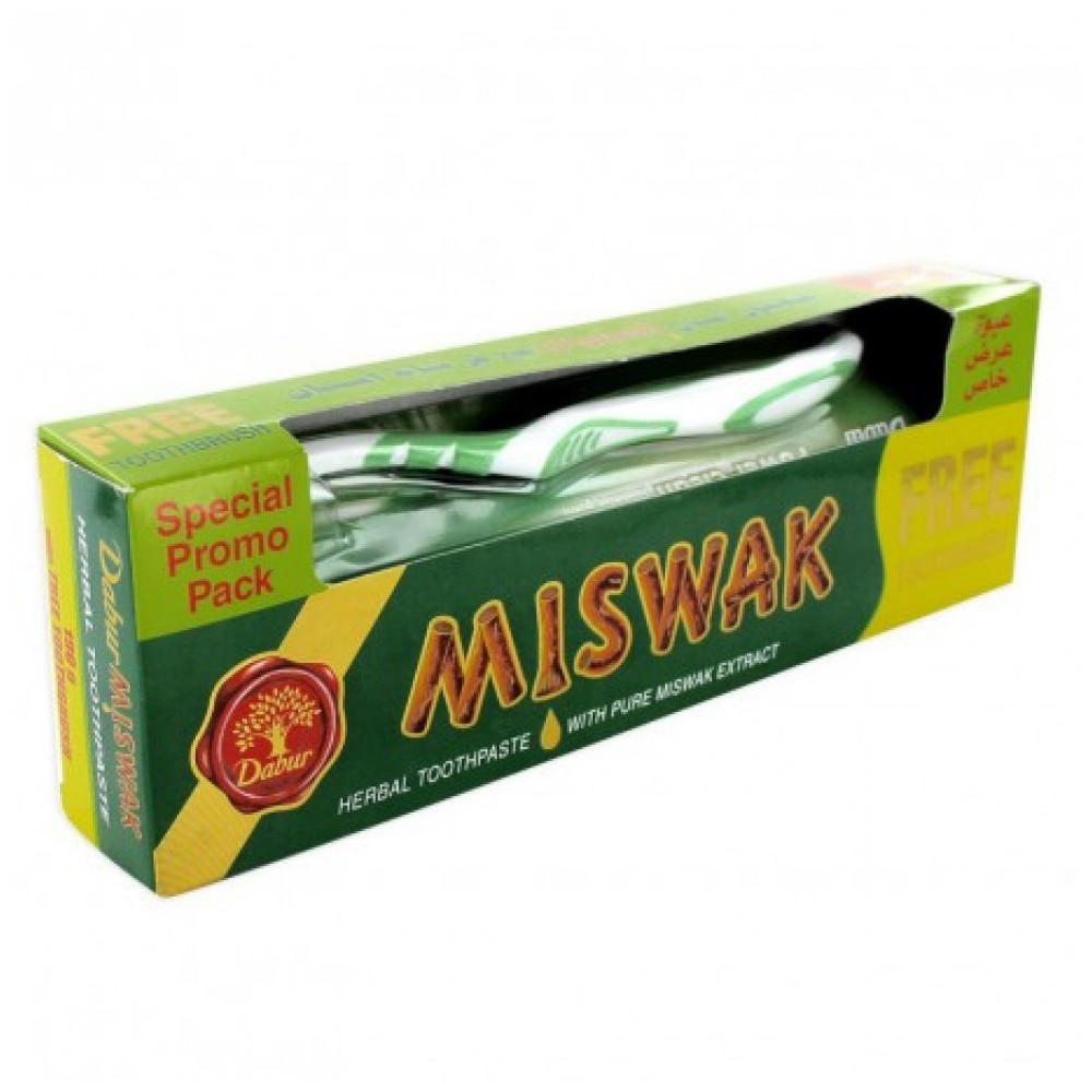 Miswak Herbal Toothpaste 120+50 gr Natural + Toothbrush- Dabur