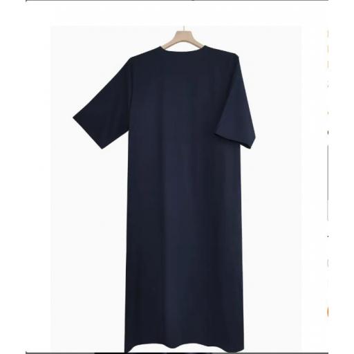 KANDORA AZUL MARINO POLIESTER BORDADA CON HILO BLANCO MANGA CORTA (VARIAS TALLAS) [2]