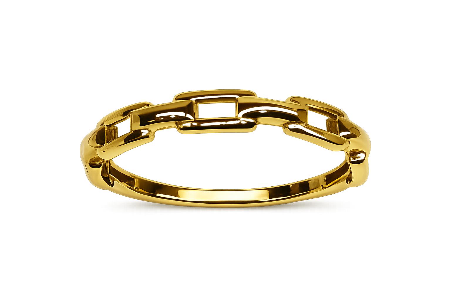 Anillo oro amarillo 18K diseño eslabones sin piedras para mujer