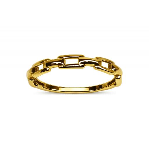 Anillo oro amarillo 18K diseño eslabones sin piedras para mujer