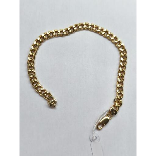 Pulsera barbada oro 18K semi hueca 19 cm