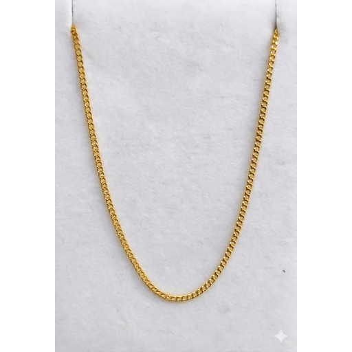 Cadena barbada de oro de 18 quilates maciza 1,5 mm 60 cm muy finita