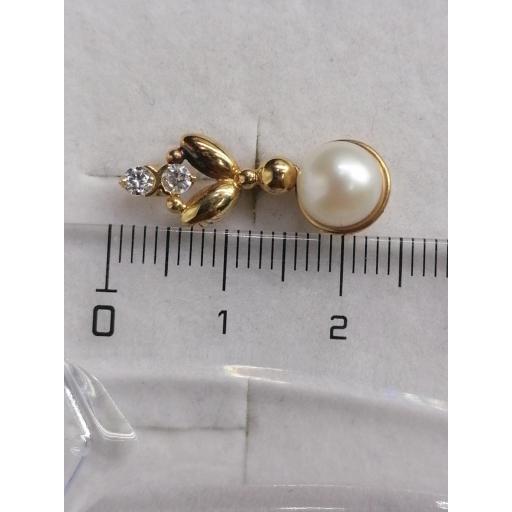Pendientes Oro Largos Con Perlas Cultivadas y Circonitas [2]