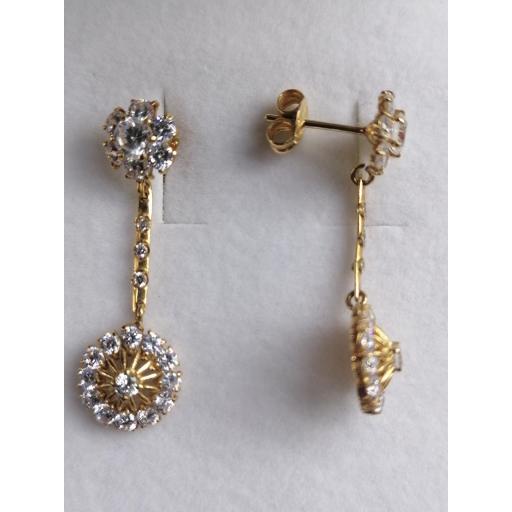 Pendientes Largos de Oro con Circonitas - Elegancia y Brillo en 18K [1]